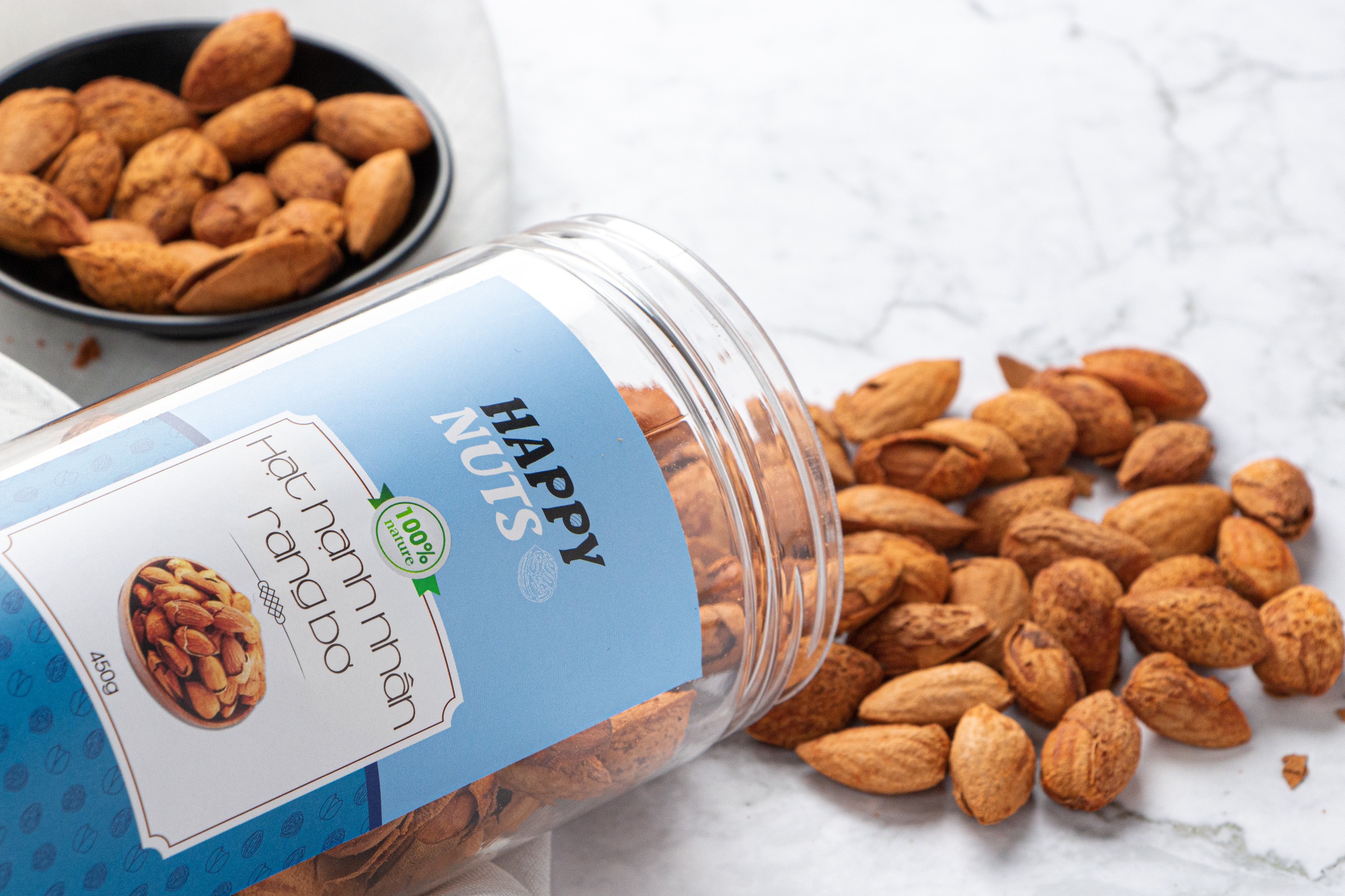 (Tặng 500g yến mạch) Hạnh nhân rang bơ Mỹ Happy Nuts nguyên vỏ 500gr